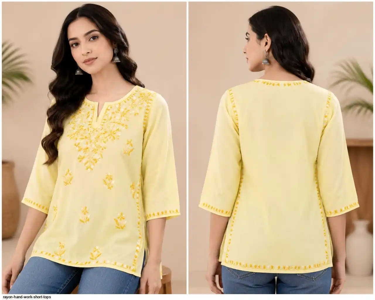 RAYON HAND WORK SHORT TOPS B