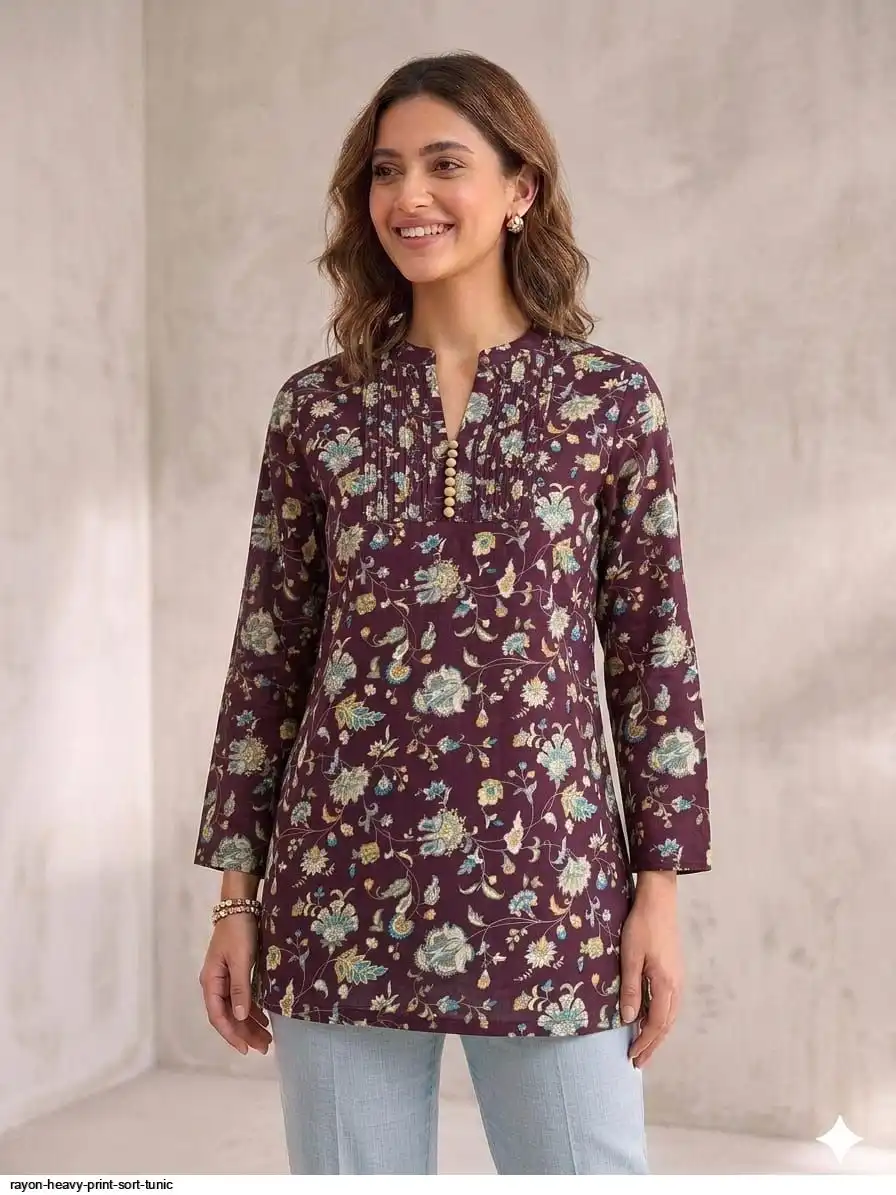 RAYON HEAVY PRINT SORT TUNIC 18