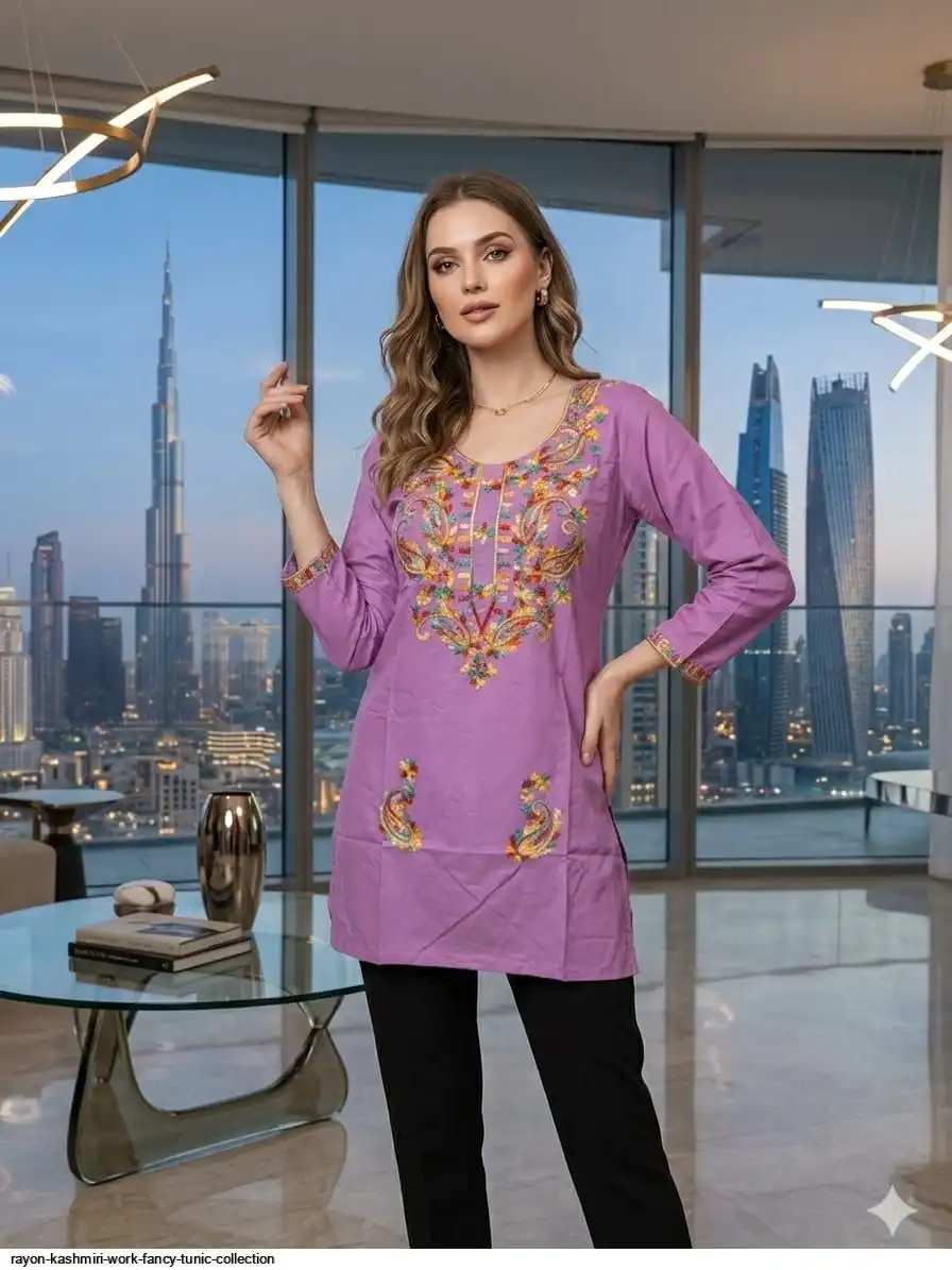 RAYON KASHMIRI WORK FANCY TUNIC COLLECTION D