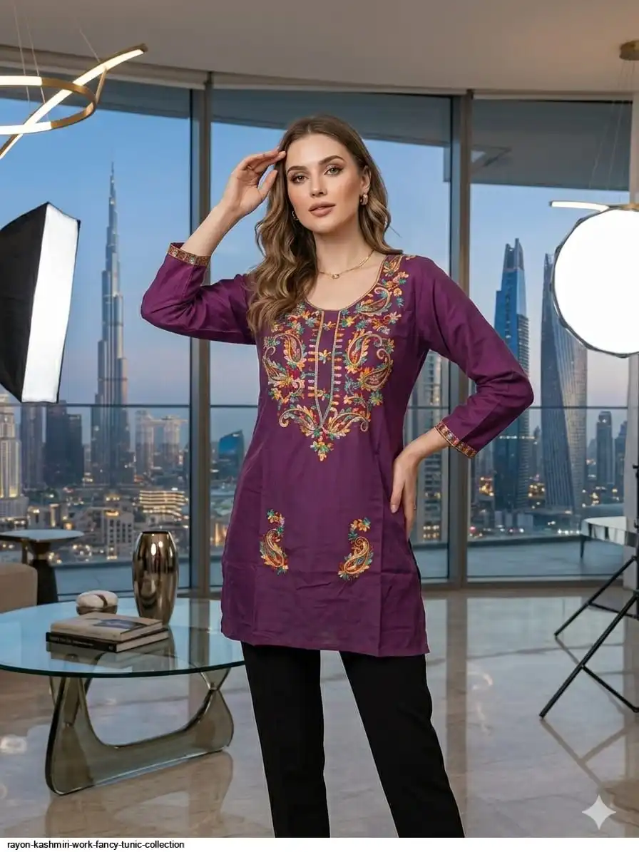 RAYON KASHMIRI WORK FANCY TUNIC COLLECTION C