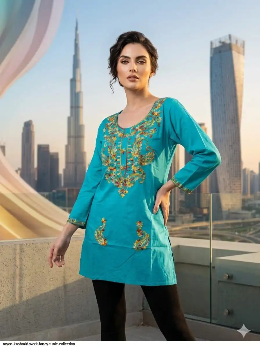 RAYON KASHMIRI WORK FANCY TUNIC COLLECTION F