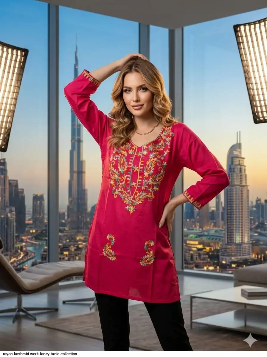 RAYON KASHMIRI WORK FANCY TUNIC COLLECTION G