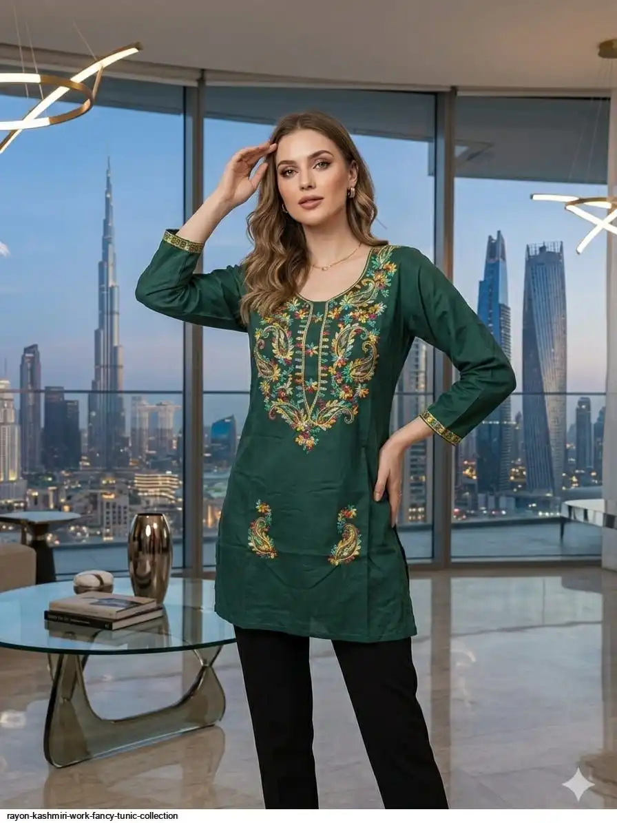 RAYON KASHMIRI WORK FANCY TUNIC COLLECTION E