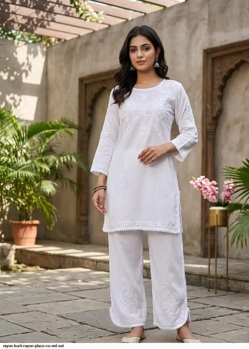 RAYON KURTI RAYON PLAZO CO ORD SET 2
