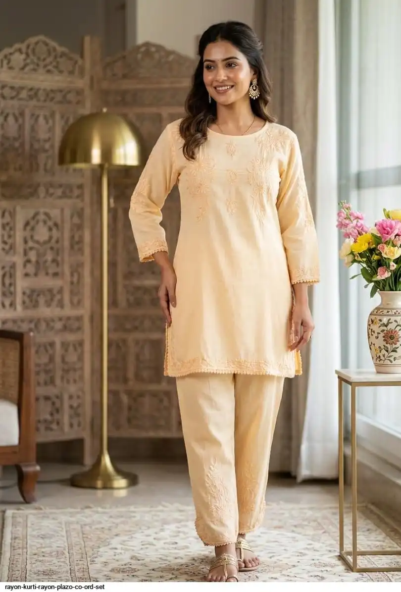 RAYON KURTI RAYON PLAZO CO ORD SET 5