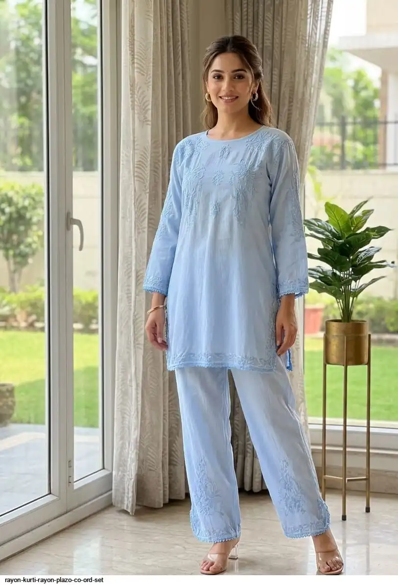 RAYON KURTI RAYON PLAZO CO ORD SET 4