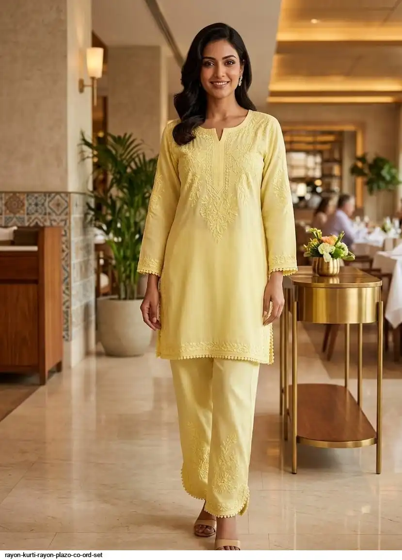 RAYON KURTI RAYON PLAZO CO ORD SET 9