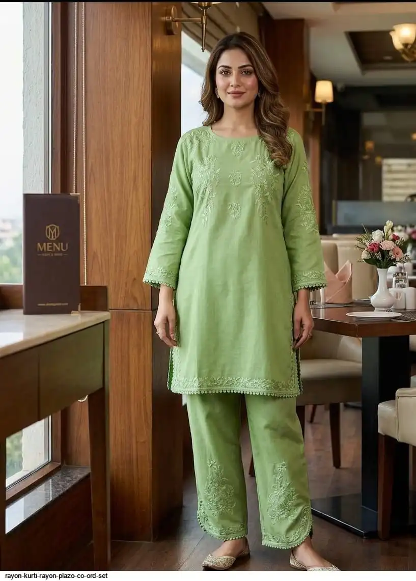 RAYON KURTI RAYON PLAZO CO ORD SET 10