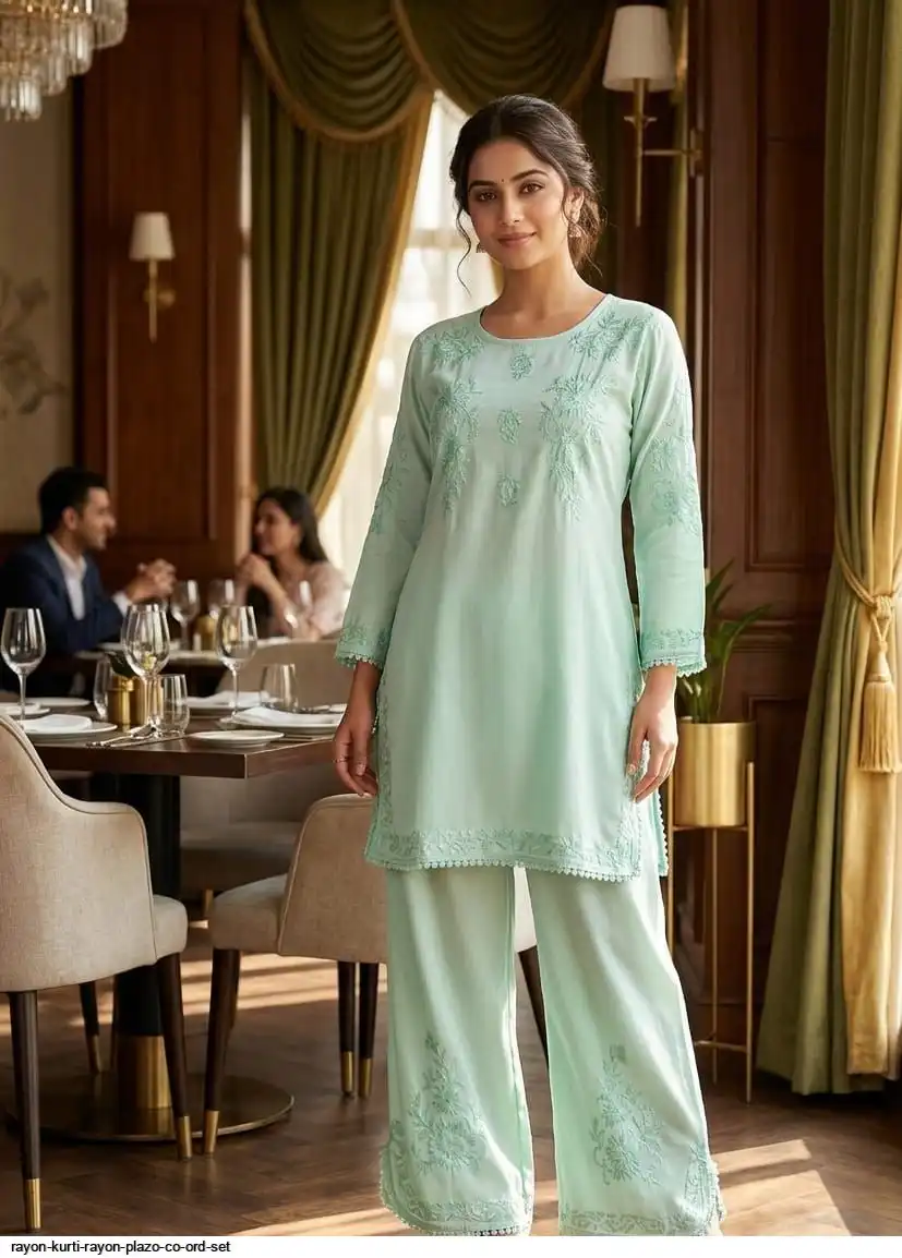 RAYON KURTI RAYON PLAZO CO ORD SET 11