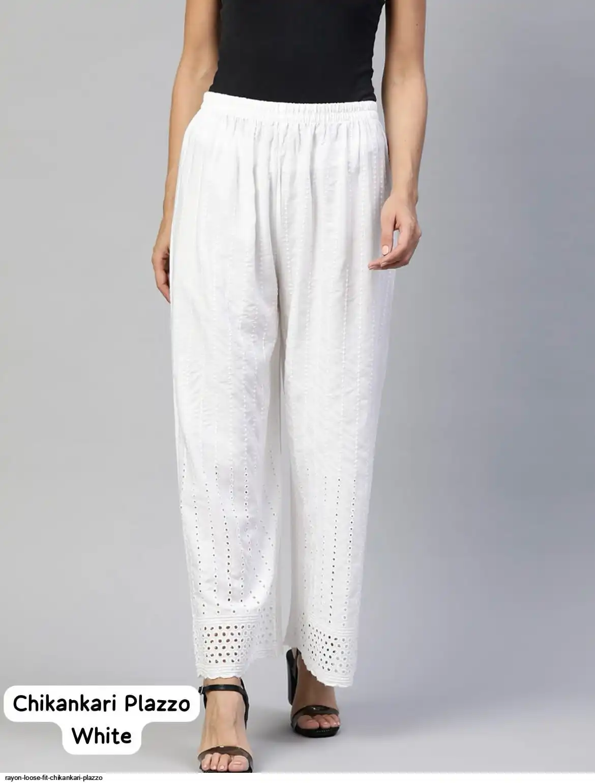 RAYON LOOSE FIT CHIKANKARI PLAZZO D