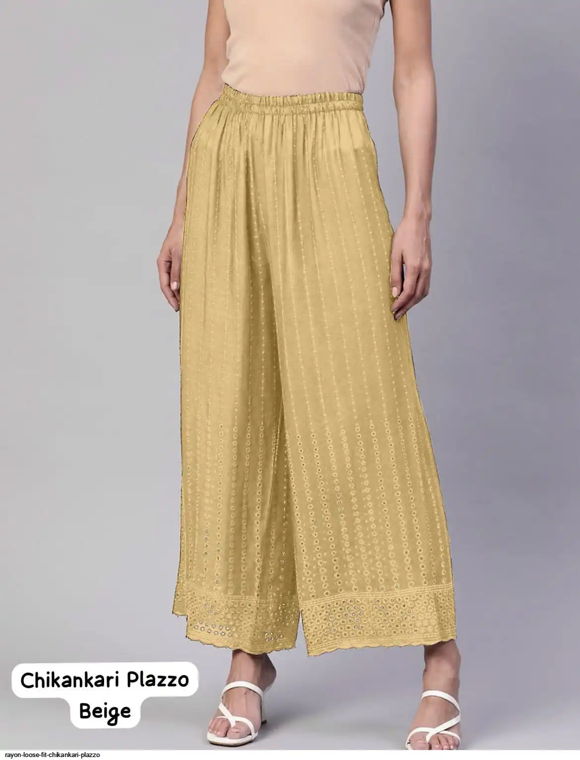 RAYON LOOSE FIT CHIKANKARI PLAZZO B