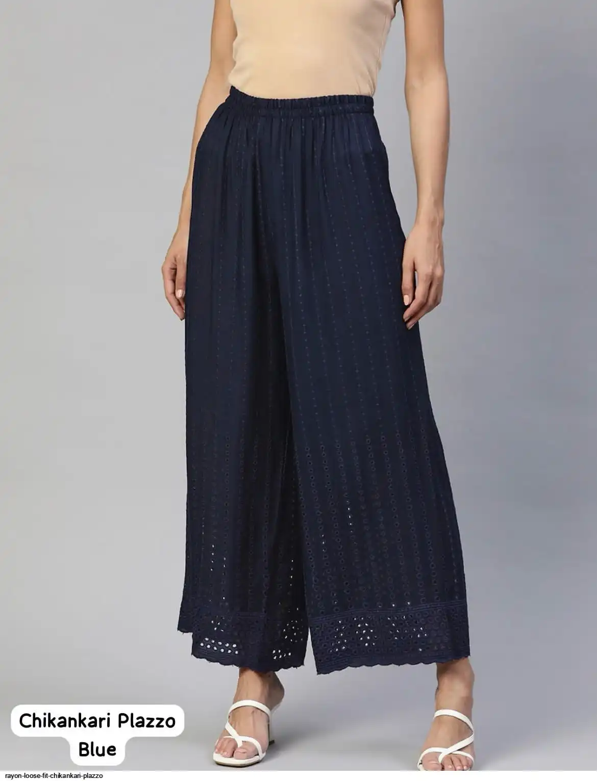 RAYON LOOSE FIT CHIKANKARI PLAZZO F