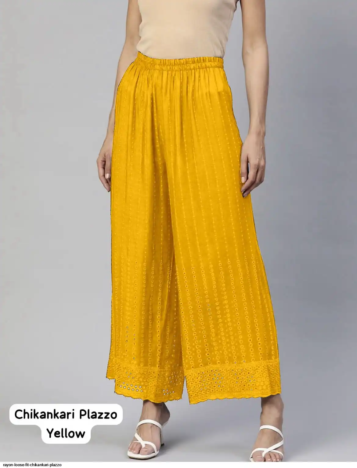 RAYON LOOSE FIT CHIKANKARI PLAZZO C