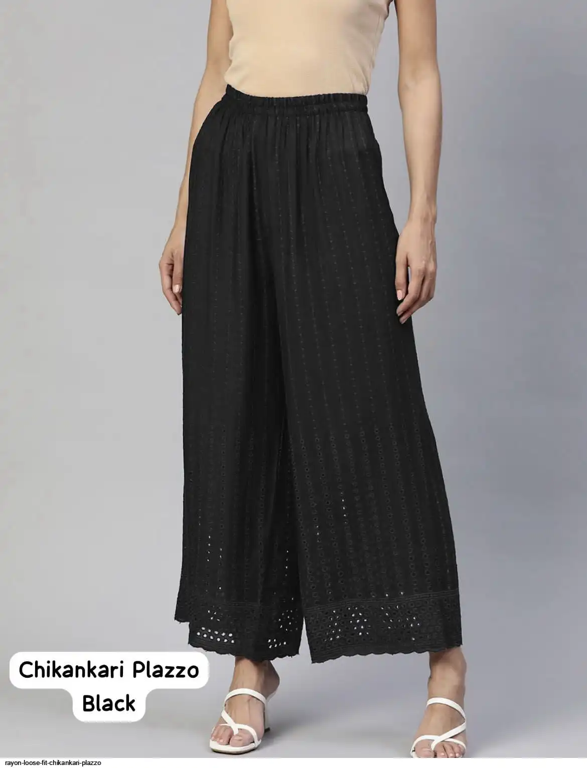 RAYON LOOSE FIT CHIKANKARI PLAZZO E