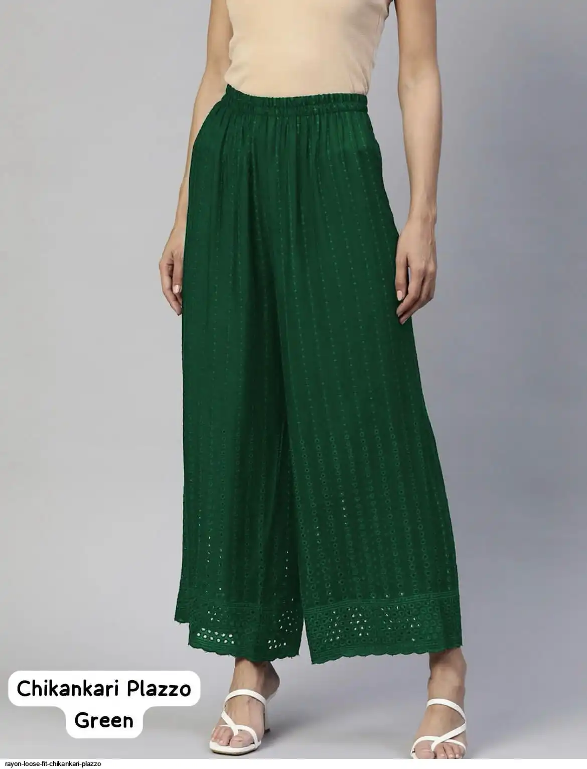 RAYON LOOSE FIT CHIKANKARI PLAZZO G