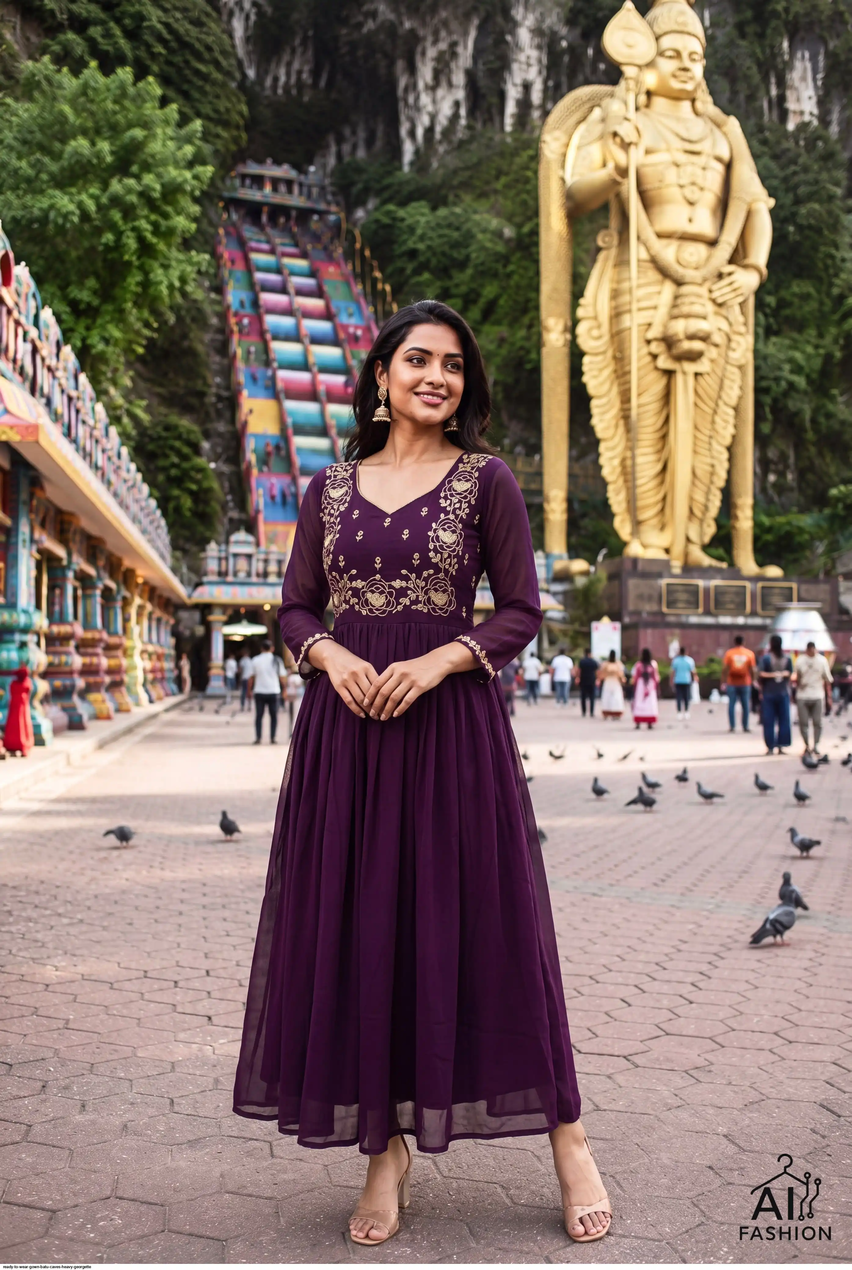READY TO WEAR GOWN BATU CAVES HEAVY GEORGETTE B