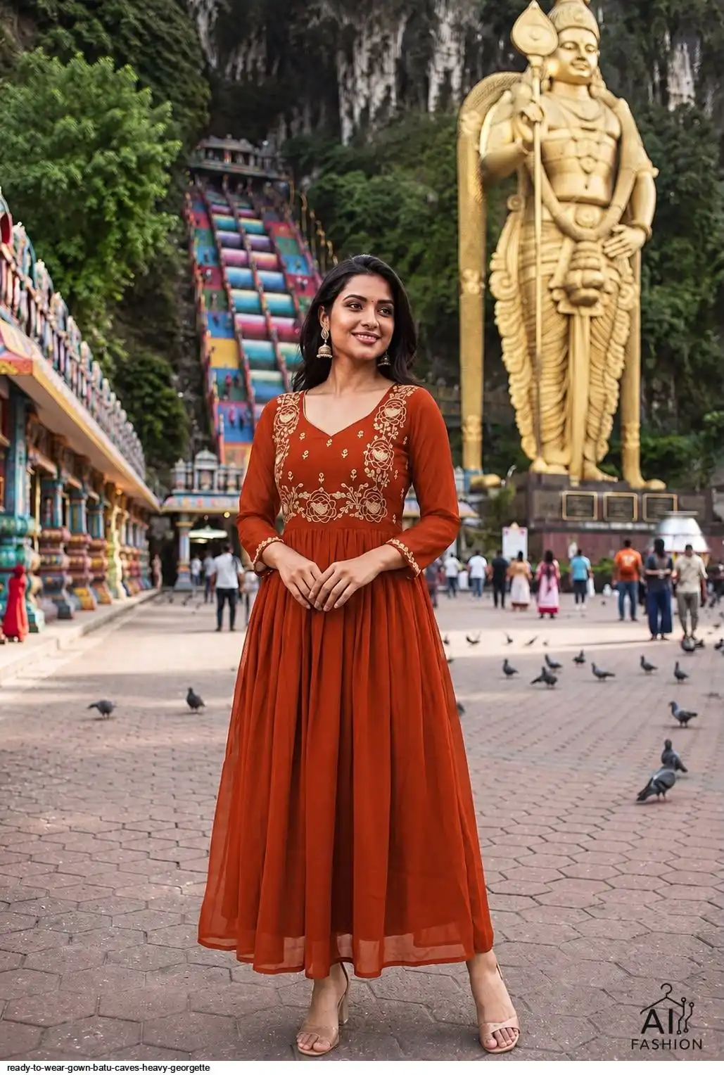 READY TO WEAR GOWN BATU CAVES HEAVY GEORGETTE C