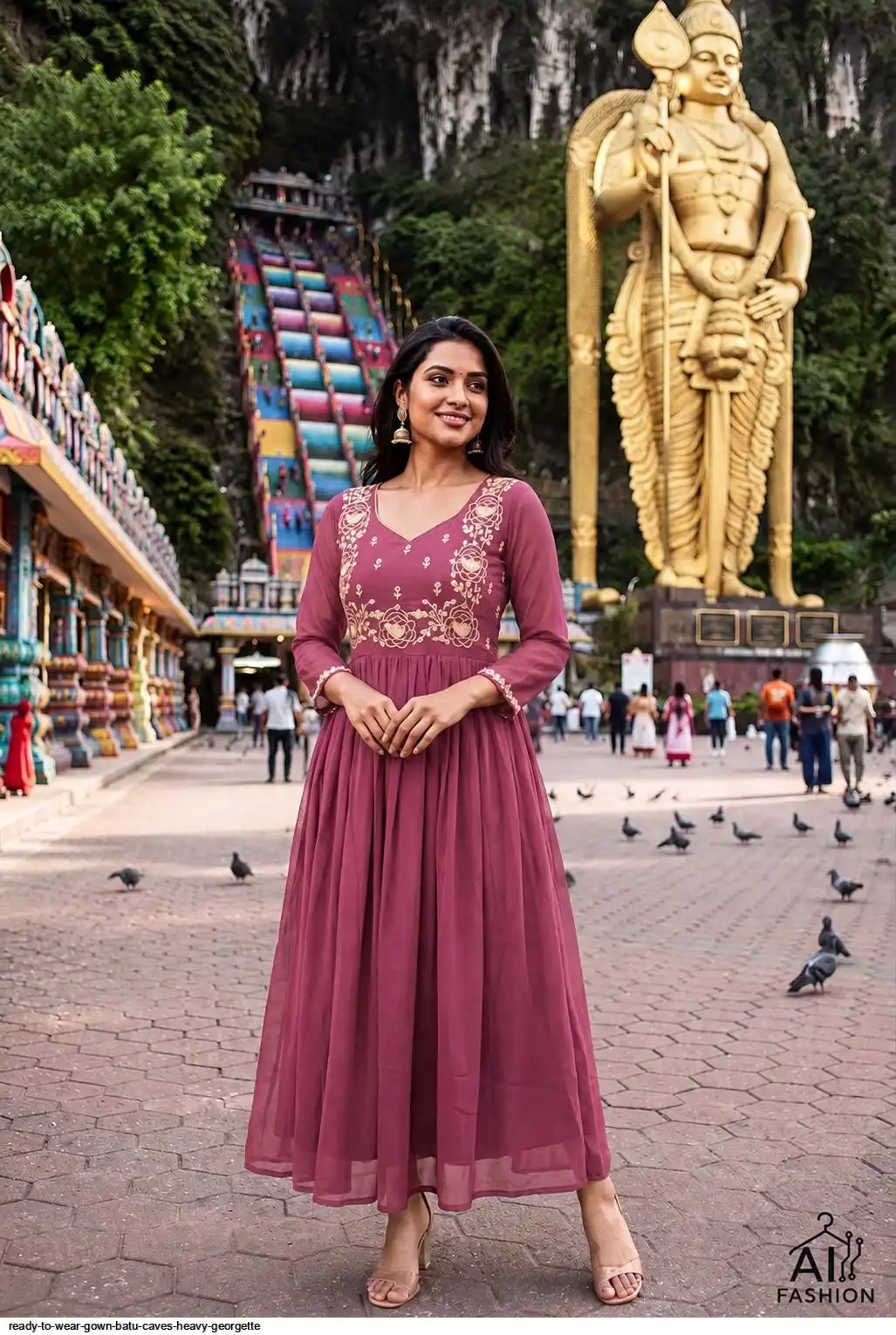 READY TO WEAR GOWN BATU CAVES HEAVY GEORGETTE E