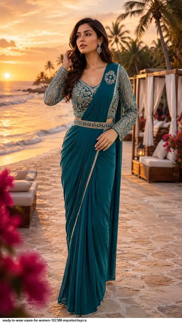 READY TO WEAR SAARE FOR WOMEN 102388 IMPORTED LAYCRA 2