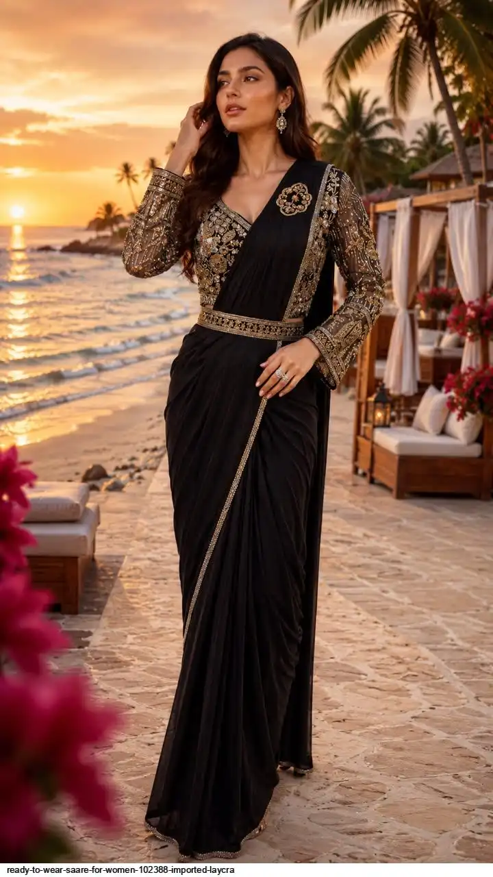 READY TO WEAR SAARE FOR WOMEN 102388 IMPORTED LAYCRA 3