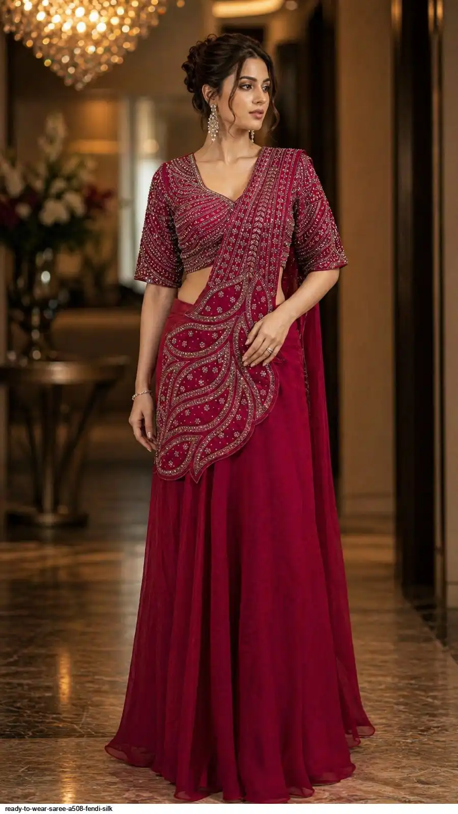 READY TO WEAR SAREE A508 FENDI SILK C