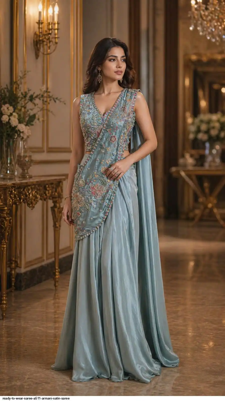 READY TO WEAR SAREE A511 ARMANI SATIN SAREE 3