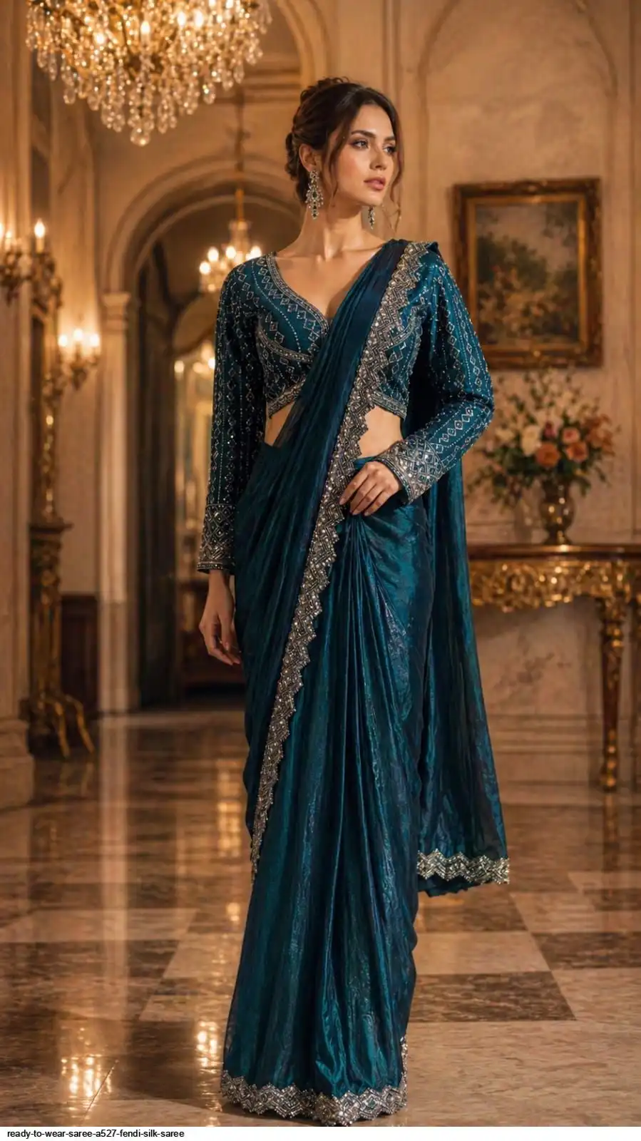 READY TO WEAR SAREE A527 FENDI SILK SAREE 2