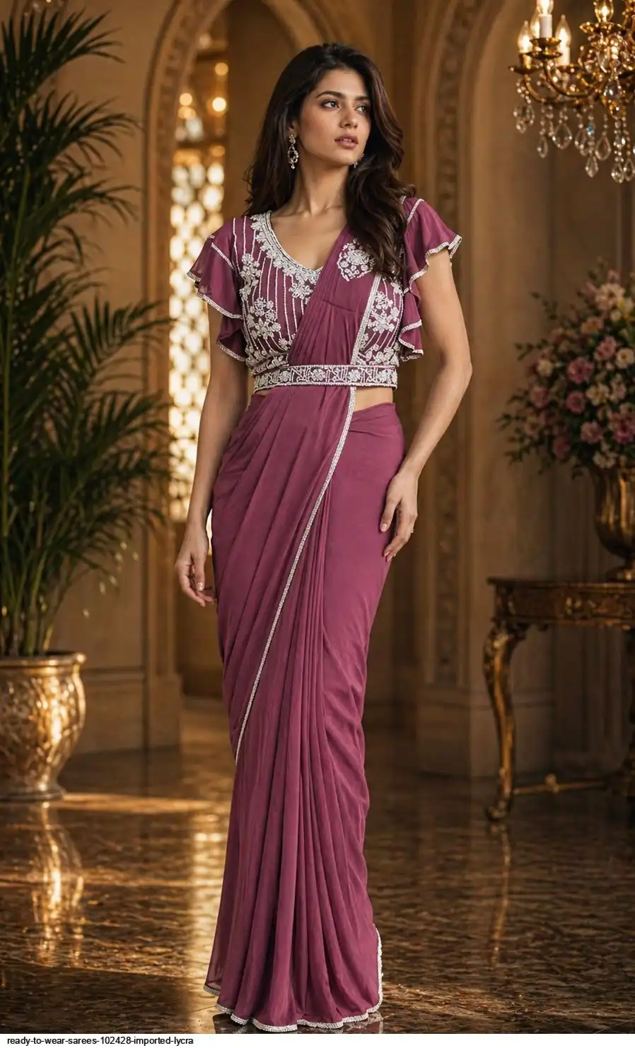 READY TO WEAR SAREES 102428 IMPORTED LYCRA C
