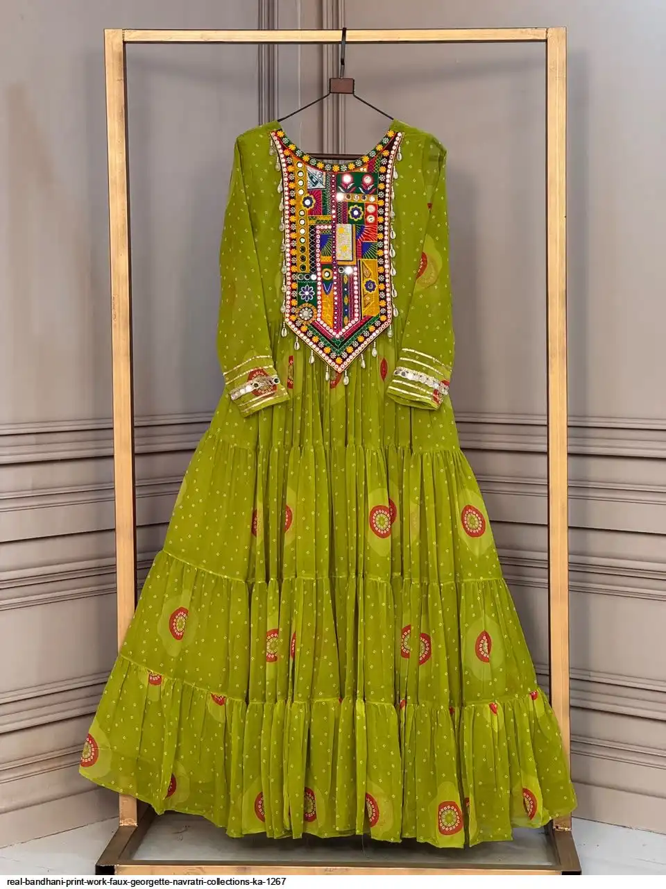 REAL BANDHANI PRINT WORK FAUX GEORGETTE NAVRATRI COLLECTIONS KA 1267 A