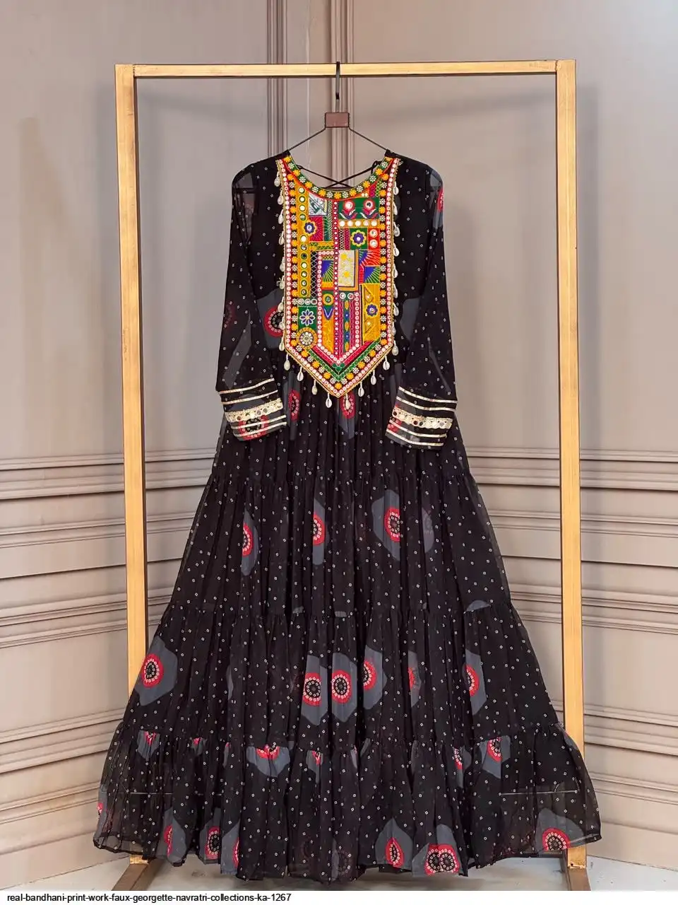 REAL BANDHANI PRINT WORK FAUX GEORGETTE NAVRATRI COLLECTIONS KA 1267 C