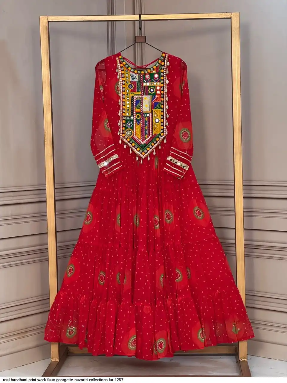 REAL BANDHANI PRINT WORK FAUX GEORGETTE NAVRATRI COLLECTIONS KA 1267 D
