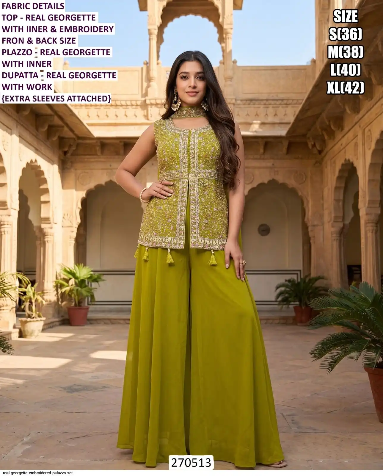 REAL GEORGETTE EMBROIDERED PALAZZO SET B