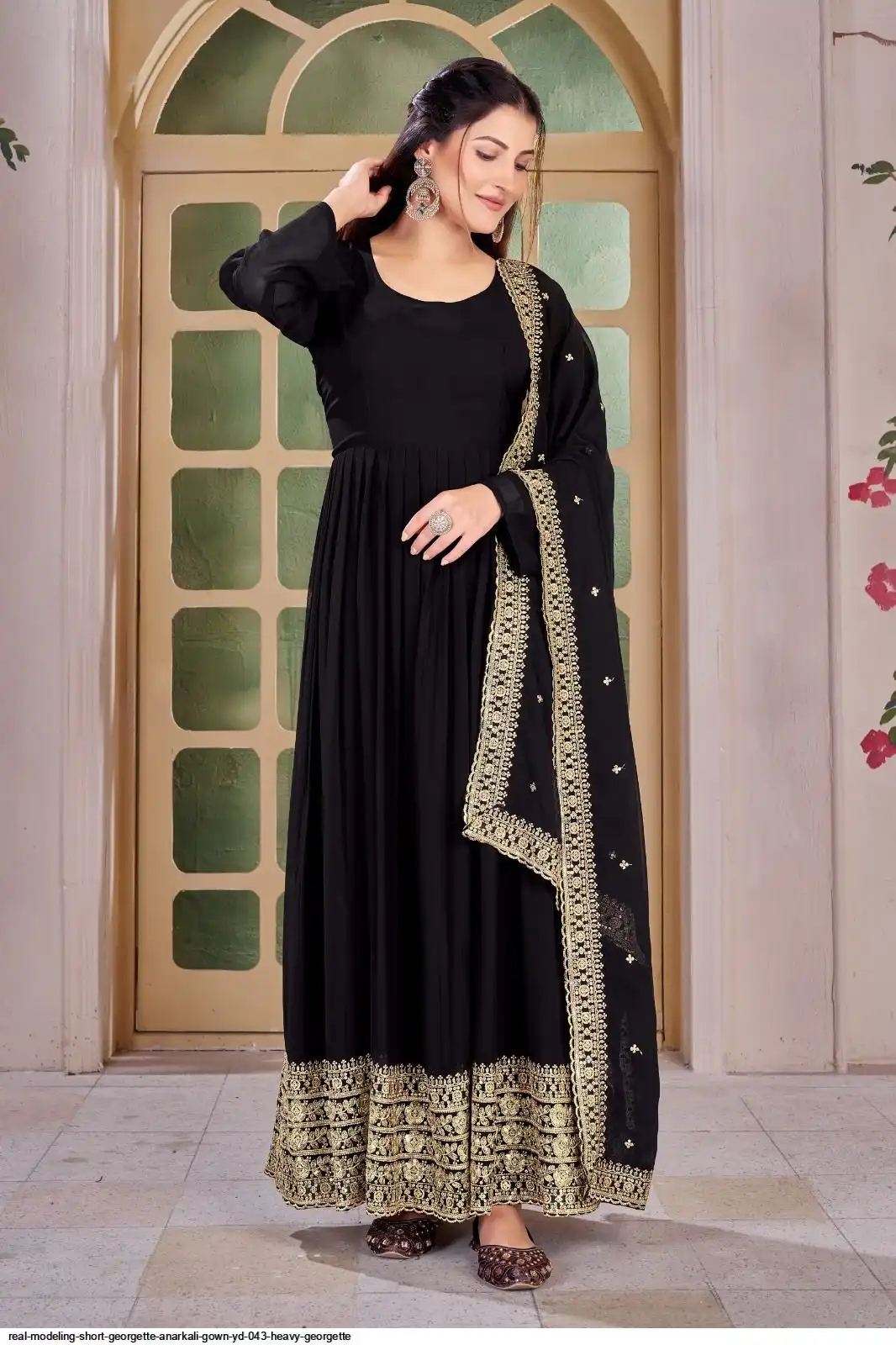REAL MODELING SHORT GEORGETTE ANARKALI GOWN YD 043 HEAVY GEORGETTE 2