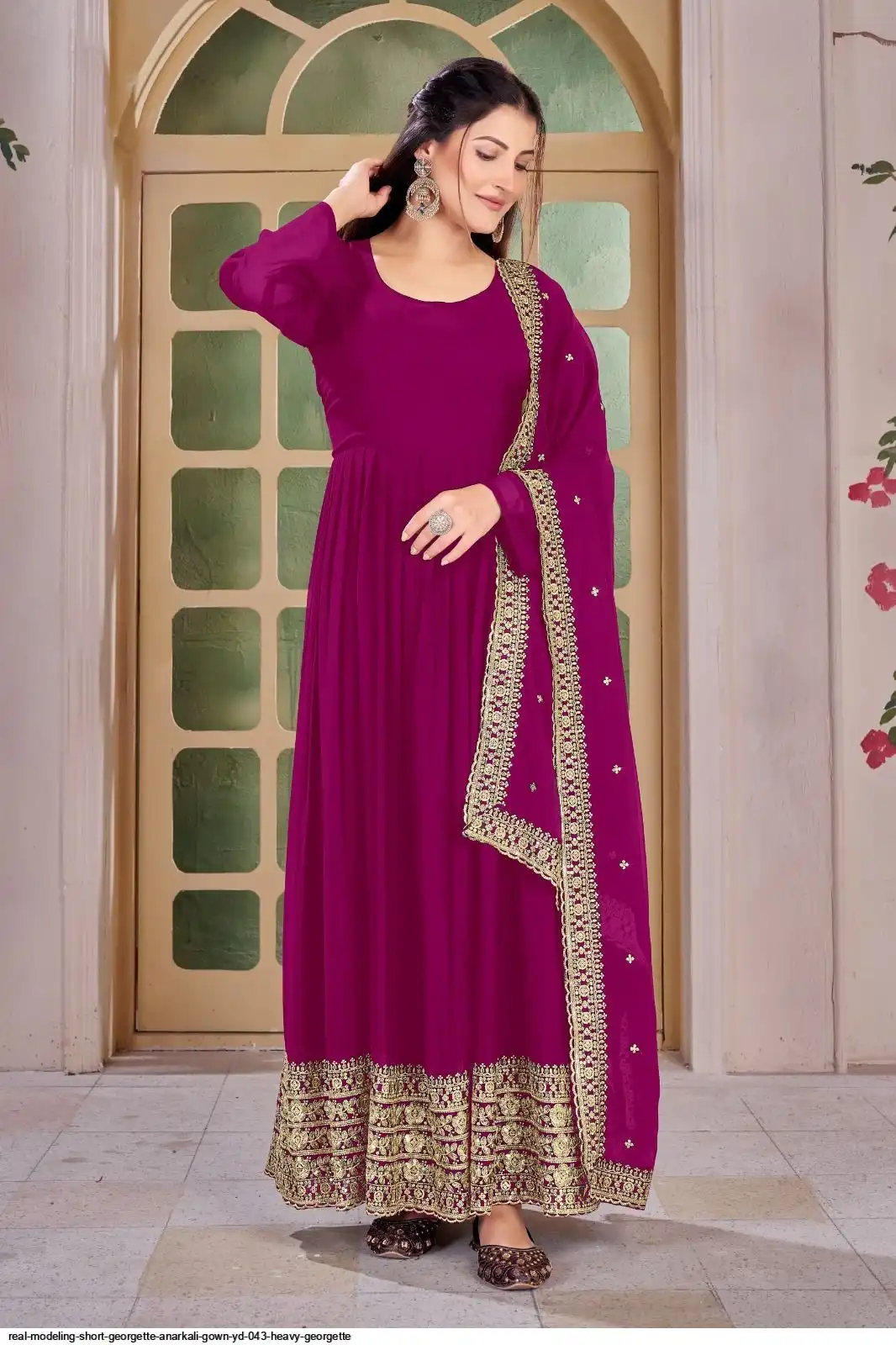 REAL MODELING SHORT GEORGETTE ANARKALI GOWN YD 043 HEAVY GEORGETTE 3