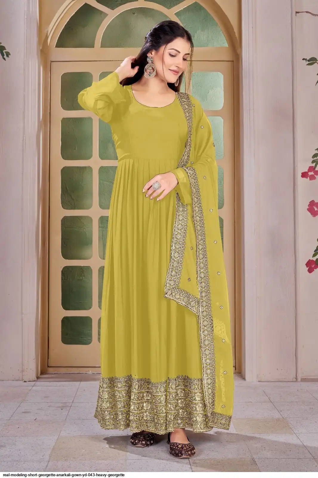 REAL MODELING SHORT GEORGETTE ANARKALI GOWN YD 043 HEAVY GEORGETTE 4