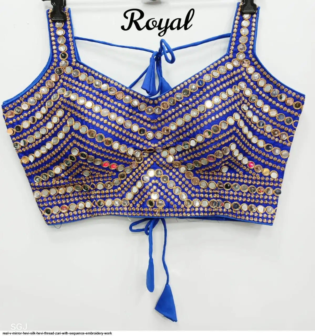 REAL V MIRROR HEVI SILK HEVI THREAD ZARI WITH SEQUENCE BLOUSE A