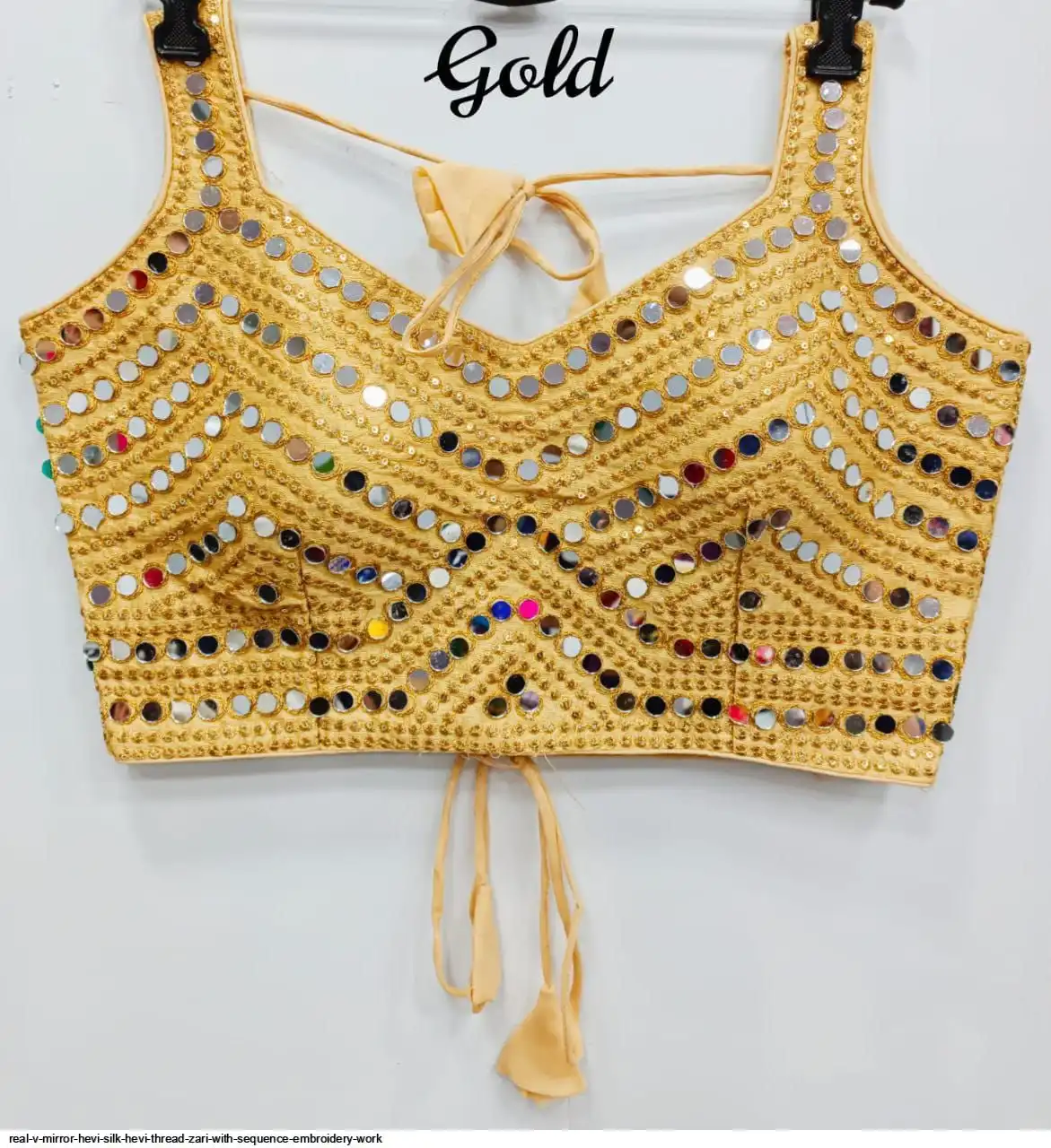 REAL V MIRROR HEVI SILK HEVI THREAD ZARI WITH SEQUENCE BLOUSE D
