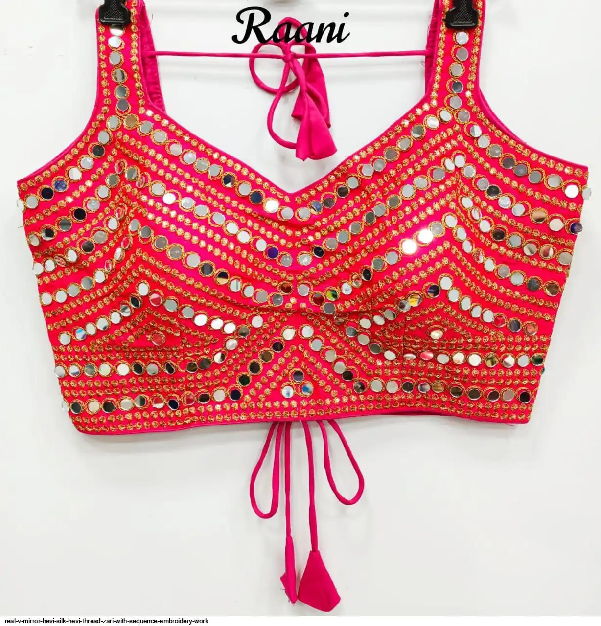 REAL V MIRROR HEVI SILK HEVI THREAD ZARI WITH SEQUENCE BLOUSE F