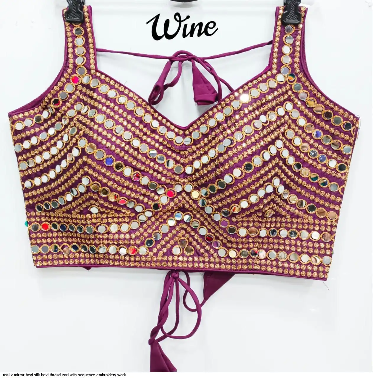 REAL V MIRROR HEVI SILK HEVI THREAD ZARI WITH SEQUENCE BLOUSE H