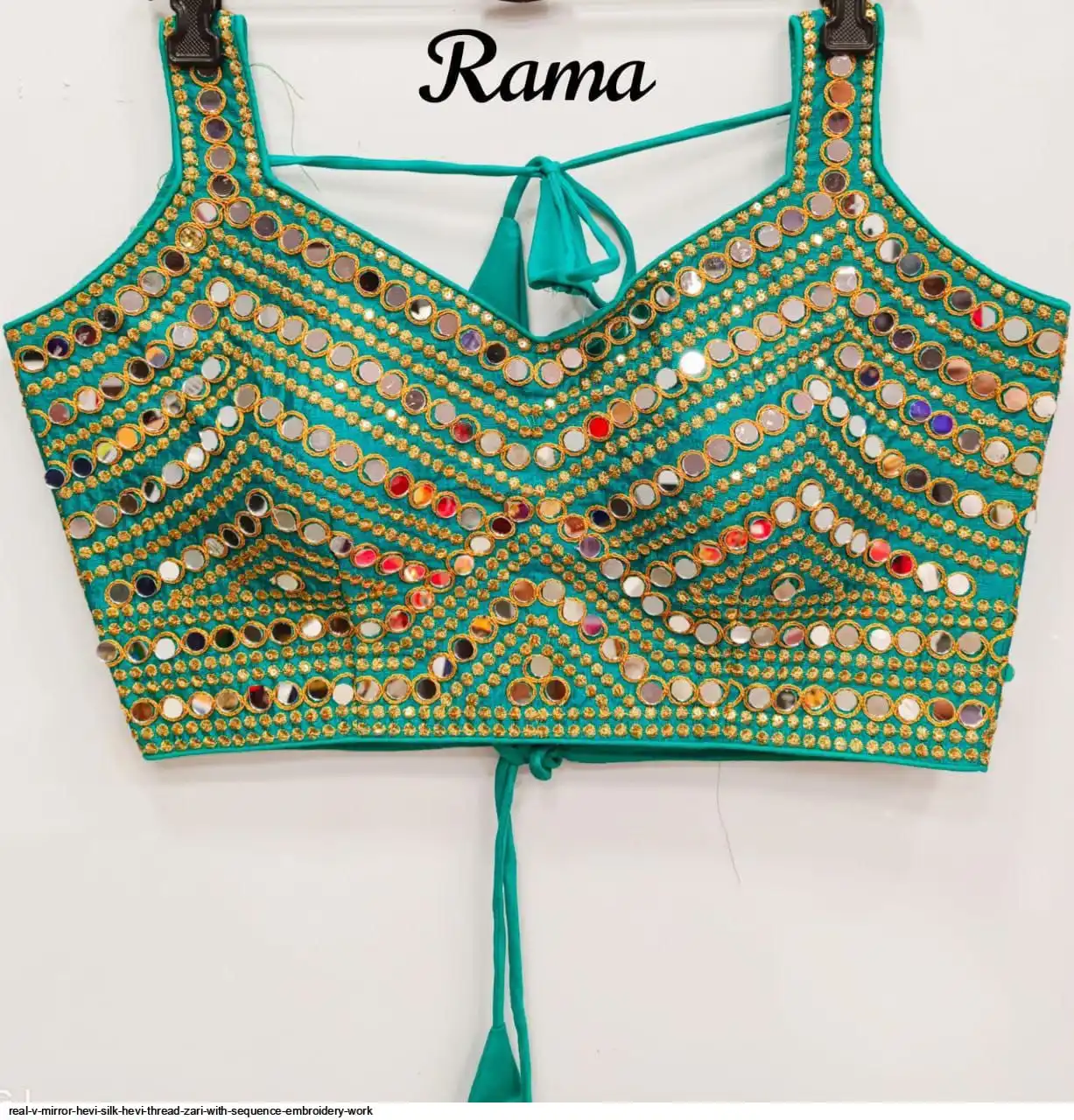 REAL V MIRROR HEVI SILK HEVI THREAD ZARI WITH SEQUENCE BLOUSE G