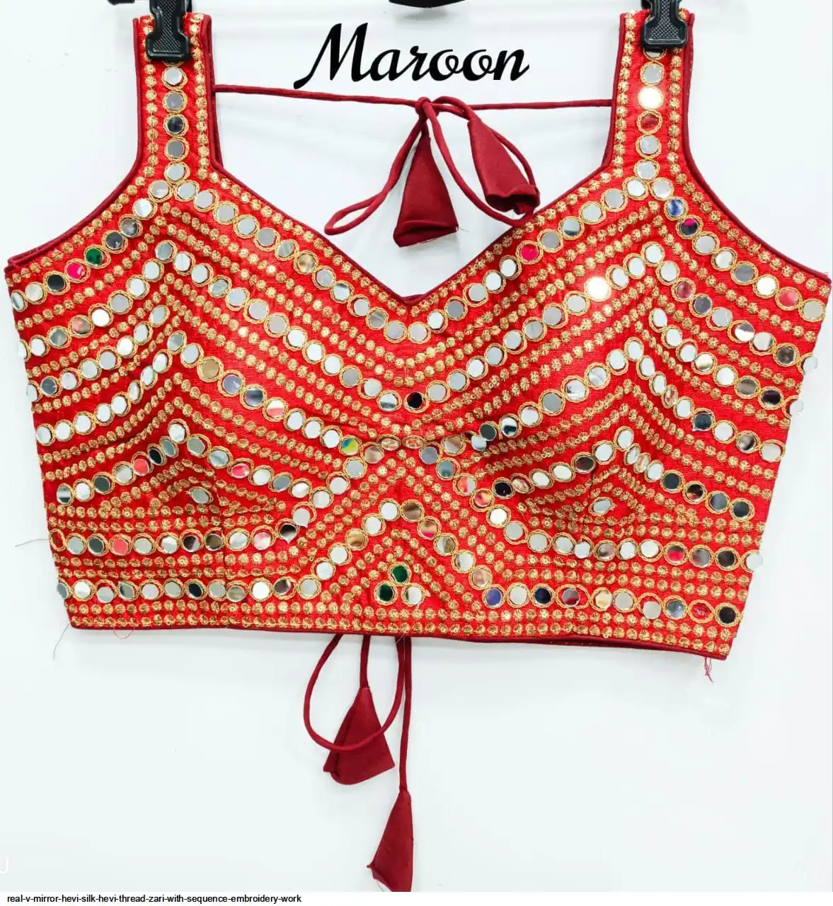 REAL V MIRROR HEVI SILK HEVI THREAD ZARI WITH SEQUENCE BLOUSE I