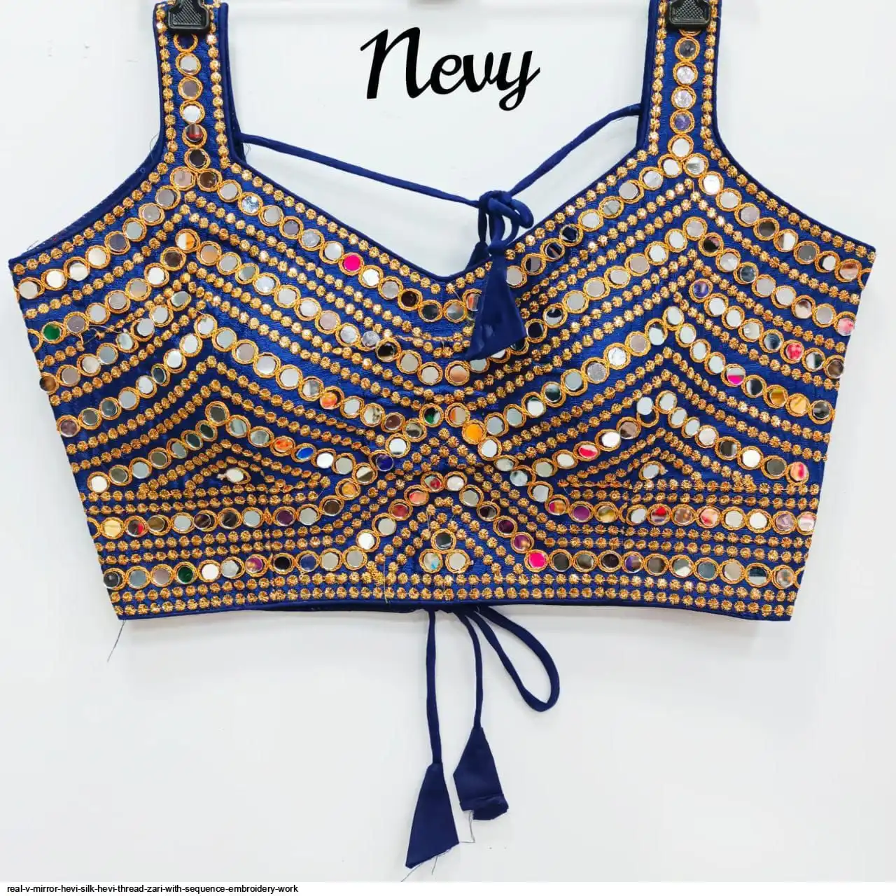 REAL V MIRROR HEVI SILK HEVI THREAD ZARI WITH SEQUENCE BLOUSE J