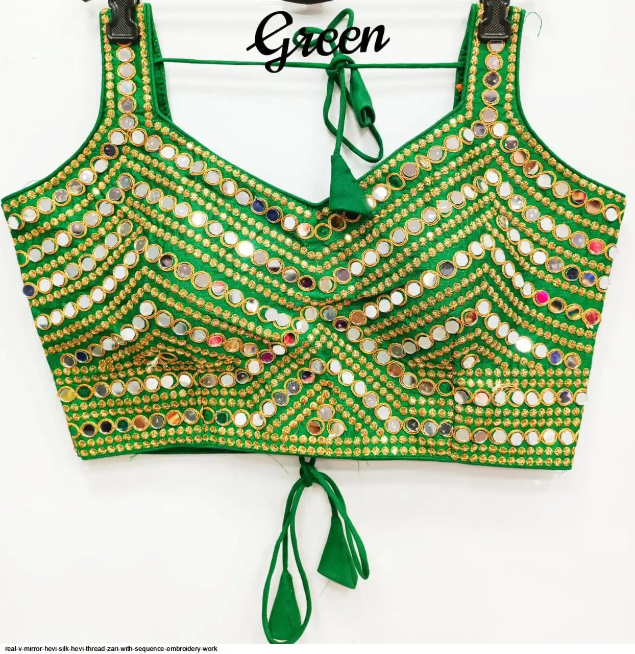 REAL V MIRROR HEVI SILK HEVI THREAD ZARI WITH SEQUENCE BLOUSE K
