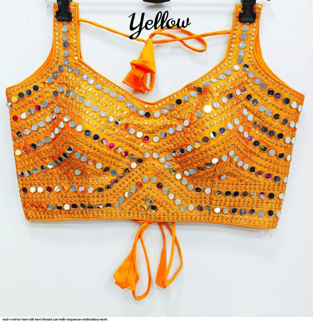 REAL V MIRROR HEVI SILK HEVI THREAD ZARI WITH SEQUENCE BLOUSE L