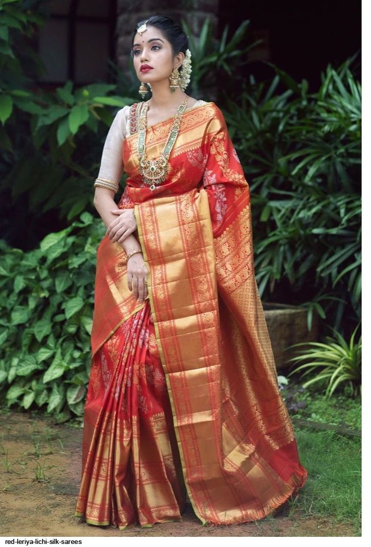 RED LERIYA LICHI SILK SAREES