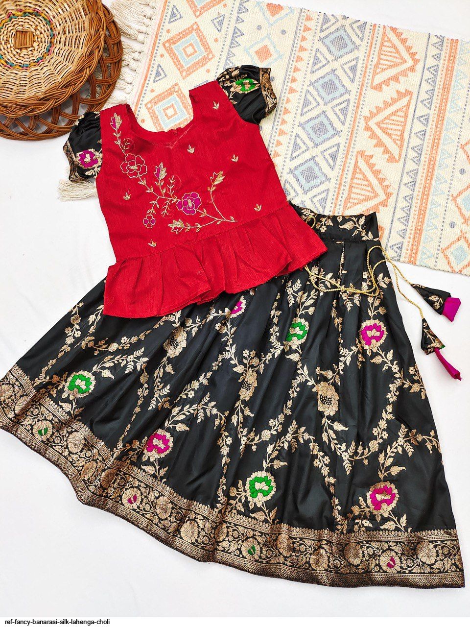 REF FANCY BANARASI SILK LAHENGA CHOLI A