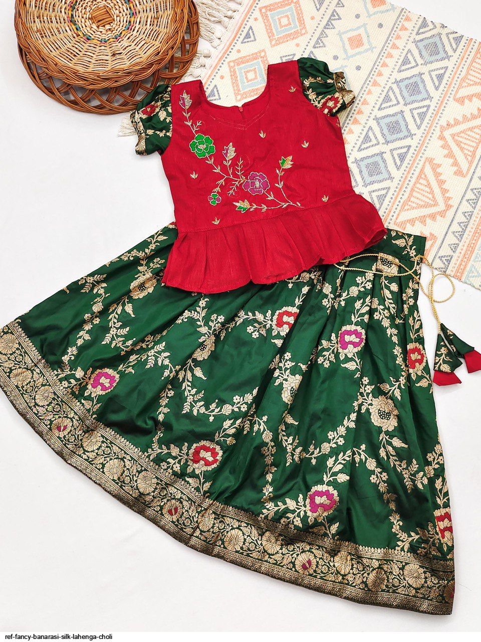 REF FANCY BANARASI SILK LAHENGA CHOLI E