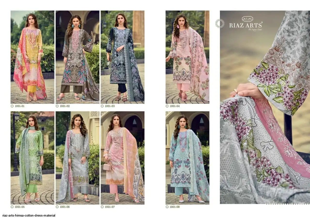 Muhammad Riaz Embroidery Riaz Arts HIMSA EXCLUSIVE EMBROIDERY DUP WORK-COLLECTION Cotton Camric