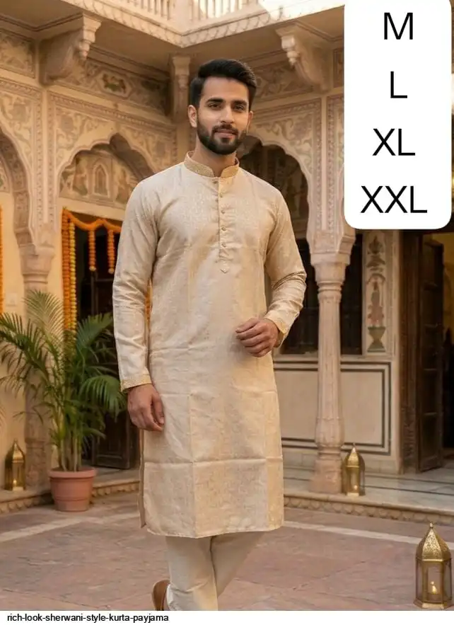 RICH LOOK SHERWANI STYLE KURTA PAYJAMA 4