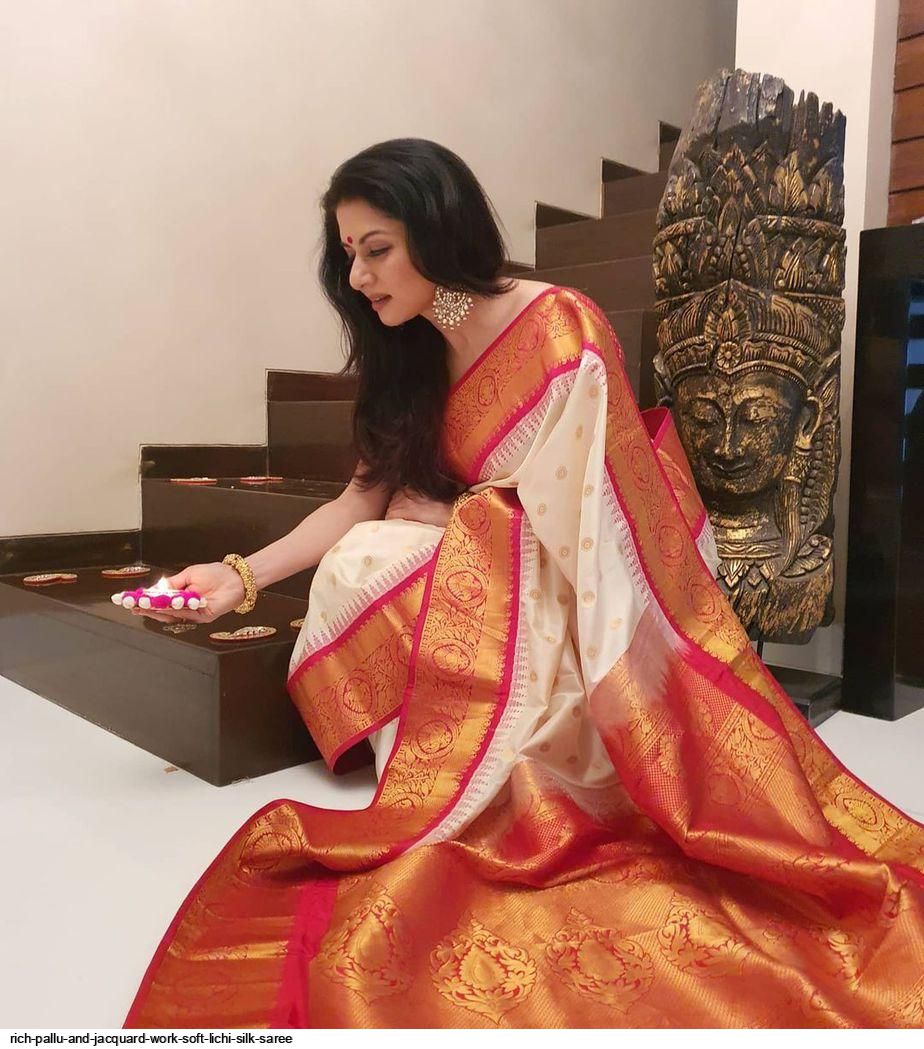 RICH PALLU AND JACQUARD WORK SOFT LICHI SILK SAREE